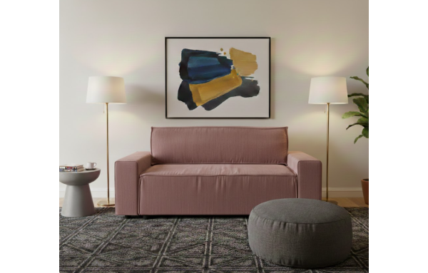 Sofa Smart X róż na sprężynach z funkcją spania i pojemnikiem